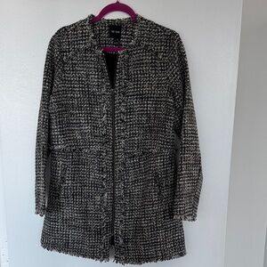 NIC+ZOE Black and White Tweed Zip-Front Jacket